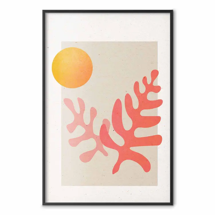 Sol en el cenit - esfera naranja sobre formas esponjosas