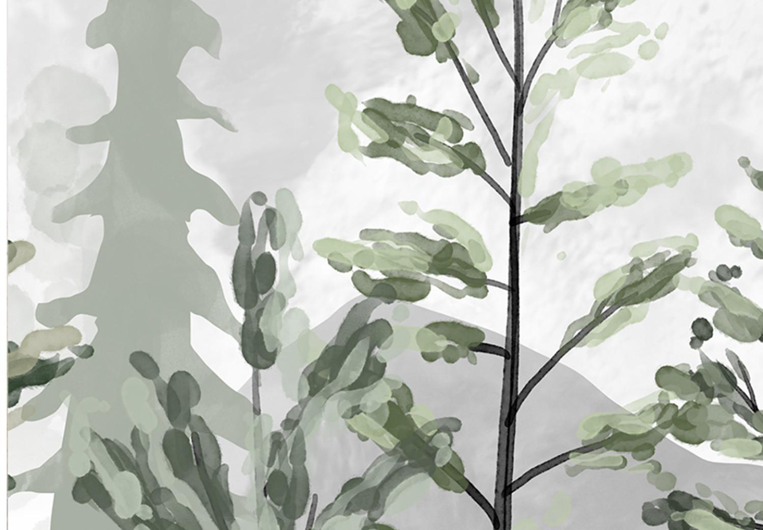 Cuadro decorativo Naturaleza montañosa (3 partes) - árboles verdes, montañas