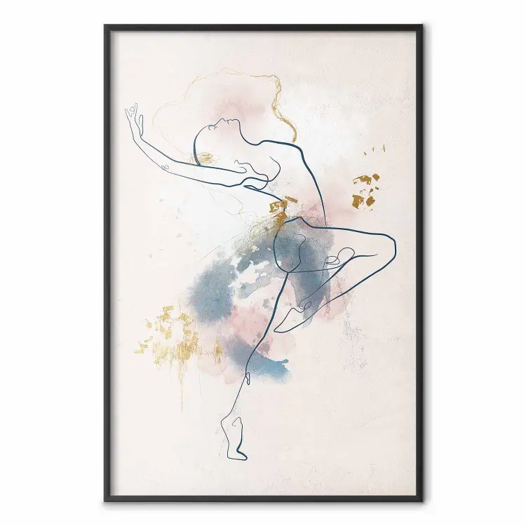 Mujer lineal - dibujo de una bailarina y acuarela
