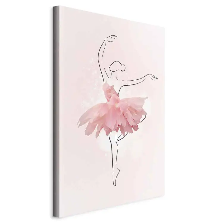 Bailarina - dibujo mujer, vestido rosa, flores