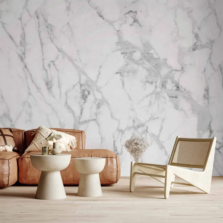 Elegante pared rocosa - mármol blanco con toques grises