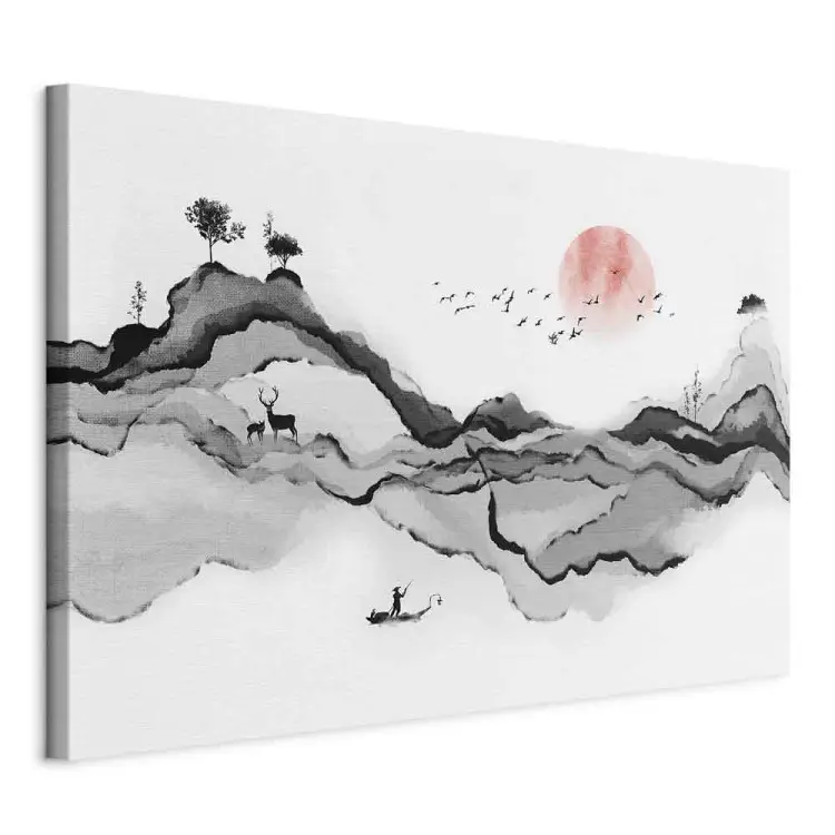 Montañas acuareladas - paisaje estilo japonés