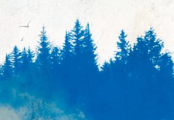 Cuadro moderno Blue Forest - Painted Hazy Landscape in Blue Tones