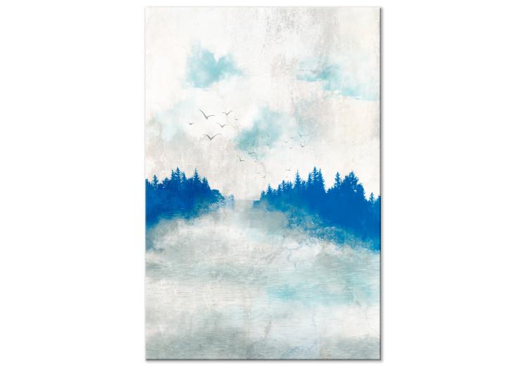 Cuadro en lienzo Blue Forest - Painted Hazy Landscape in Blue Tones