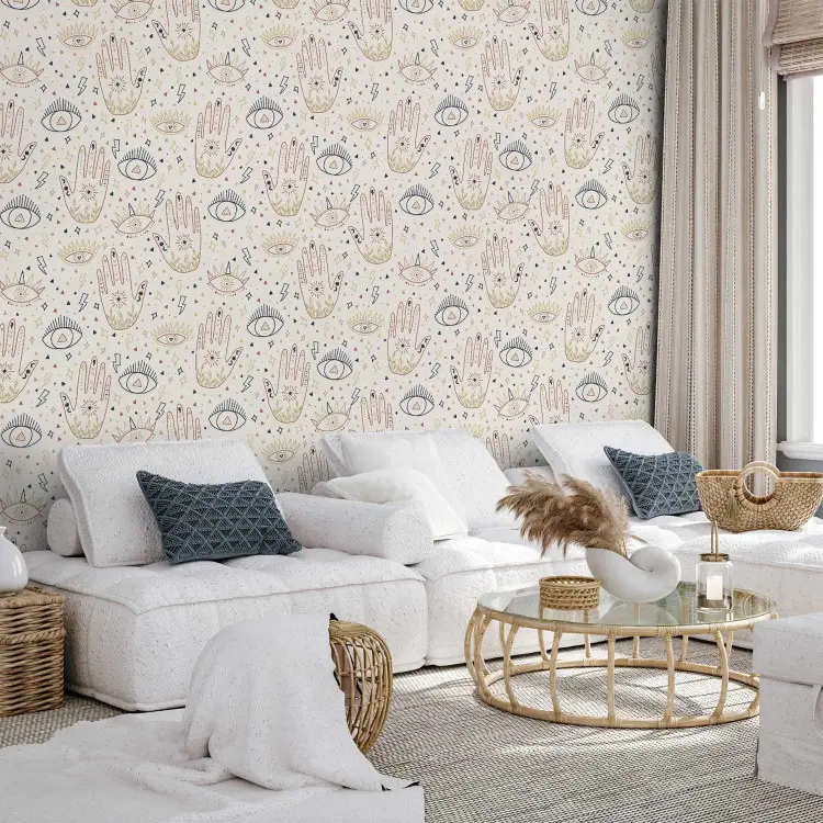 Quiromancia - motivo decorativo en colores y símbolos de la naturaleza