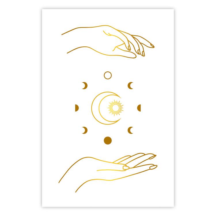 Magic Symbols - All Phases of the Moon and Golden Hands