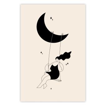 Cartel Fun - Girl Swinging on the Moon Surrounded by Stars