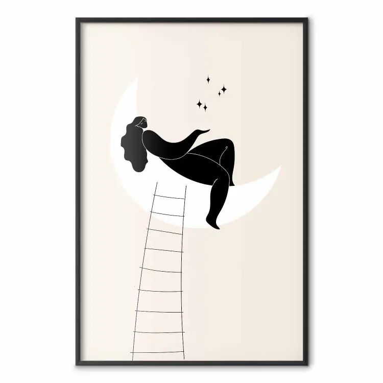 Escalera a la luna - chica en la luna encantando a las estrellas