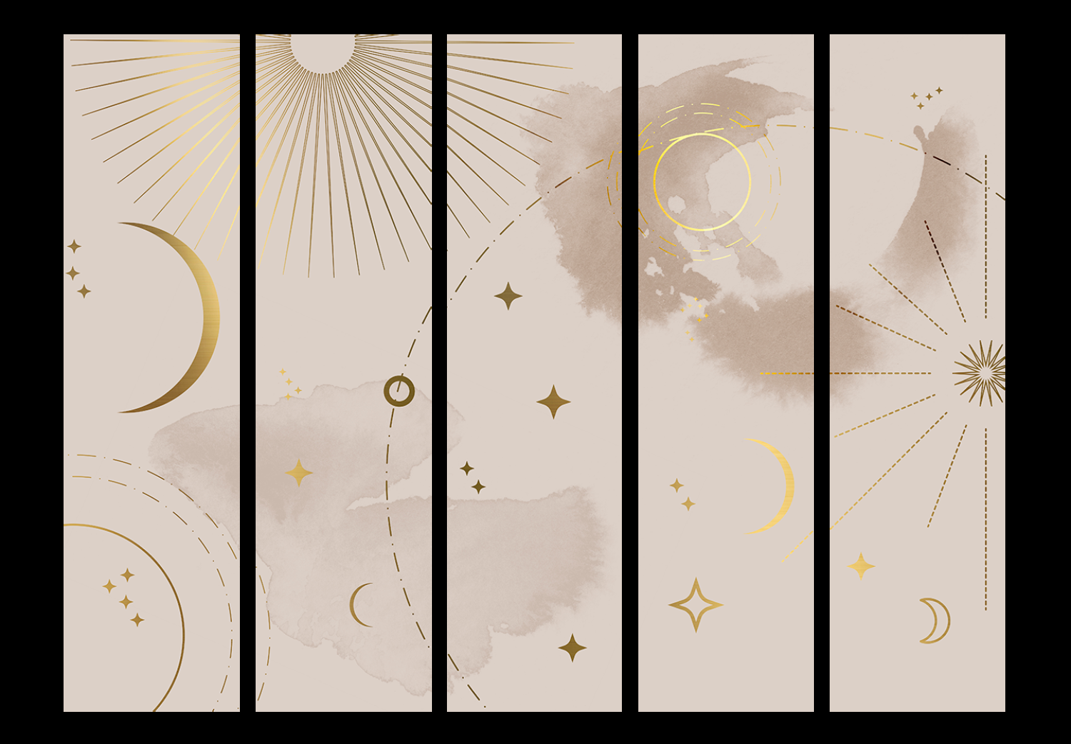 Biombo original Golden Constellation - Geometric Elements of the Sky by Day and Night