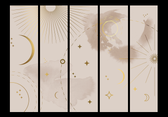 Biombo original Golden Constellation - Geometric Elements of the Sky by Day and Night