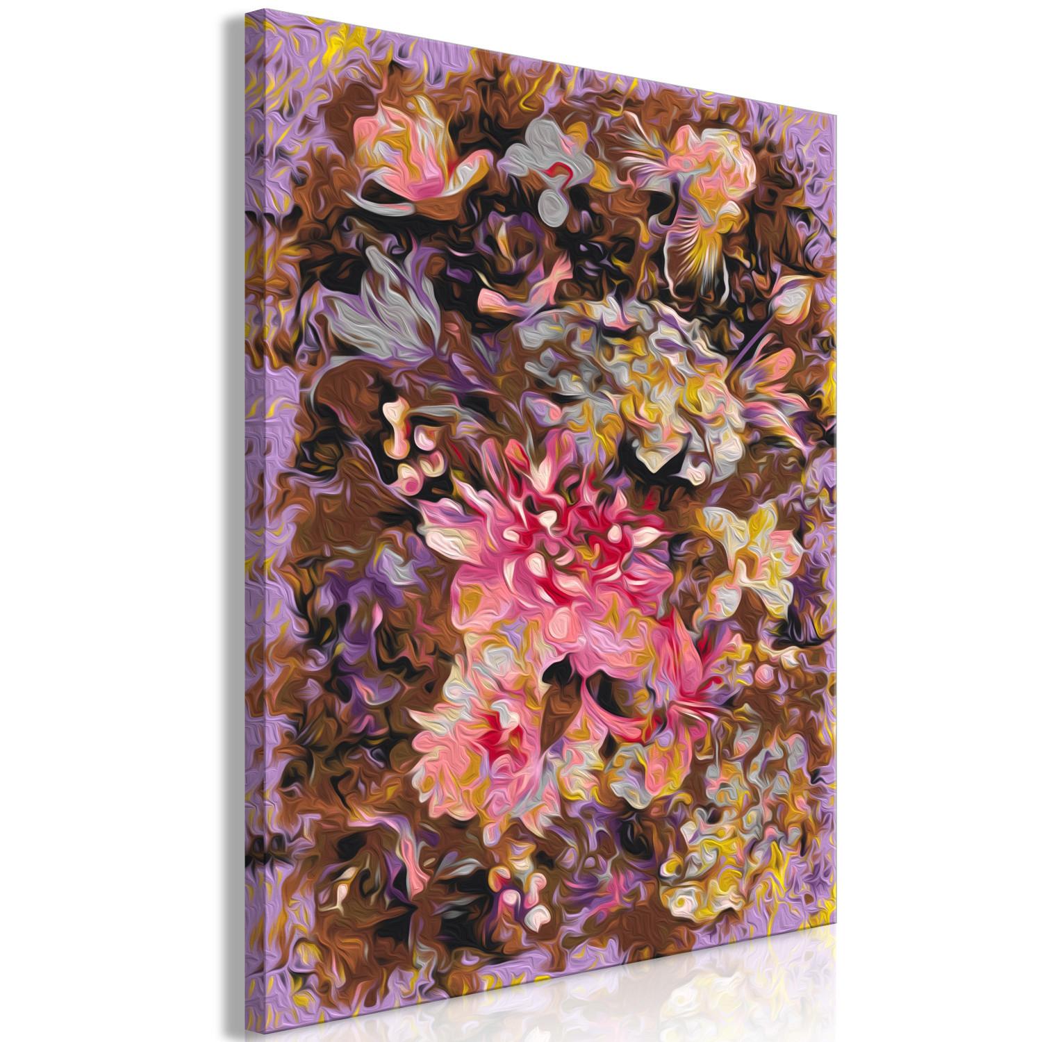 Cuadro numerado para pintar Dry Flowers - A Stately Bouquet in Shades of Pink and Brown, Purple Background