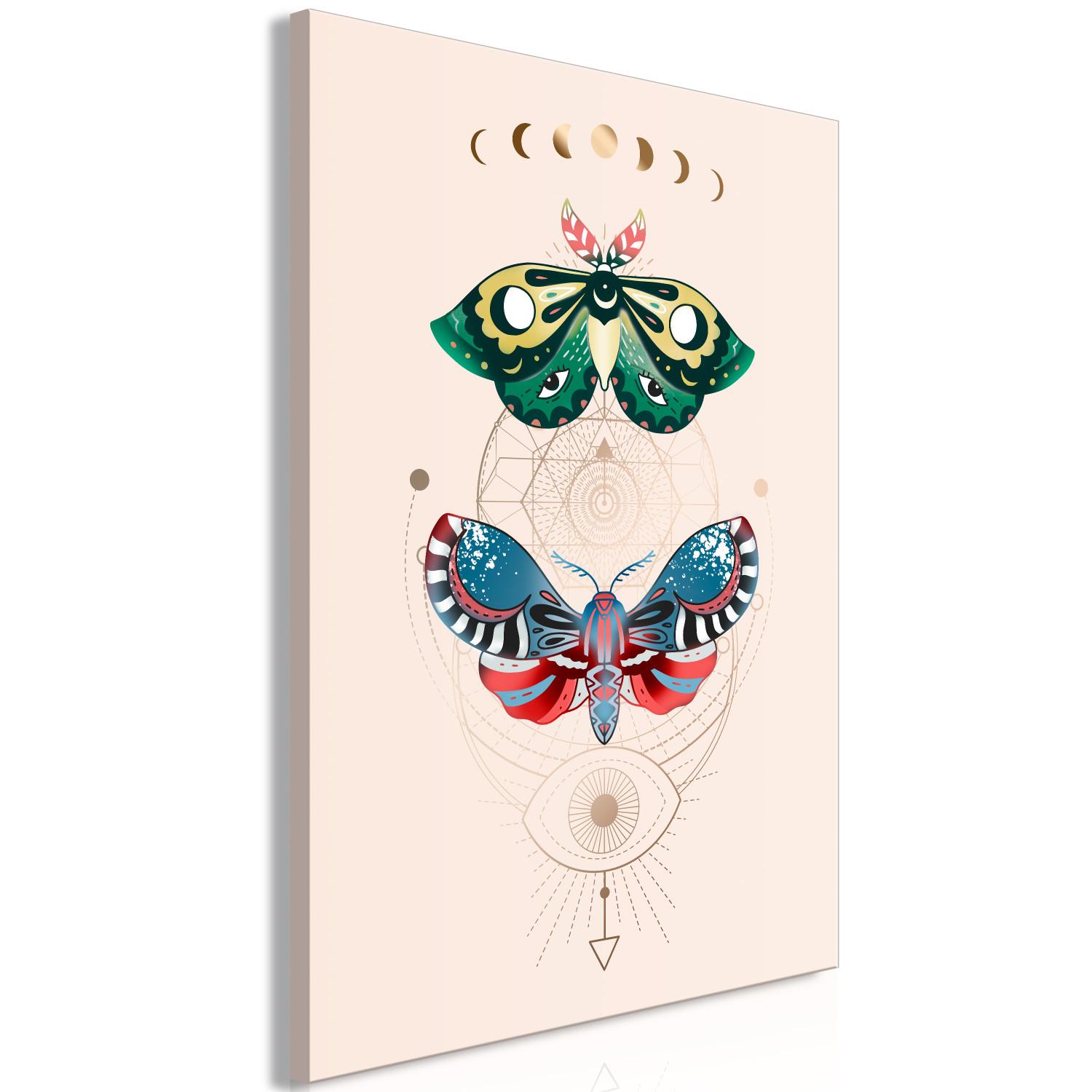 Cuadro Magic Insects - Colorful Moths and Geometric Esoteric Signs
