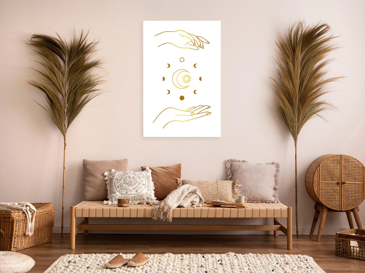 Cuadro decorativo Magic Symbols - Golden Hands and All Phases of the Moon