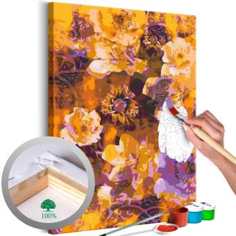  Dibujo para pintar con números Caramel Garden - Blooming Flowers in White and Purple Colors