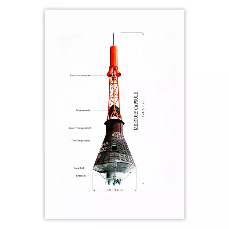 Mercury Capsule - Technical Projection of a Spacecraft on a Scale