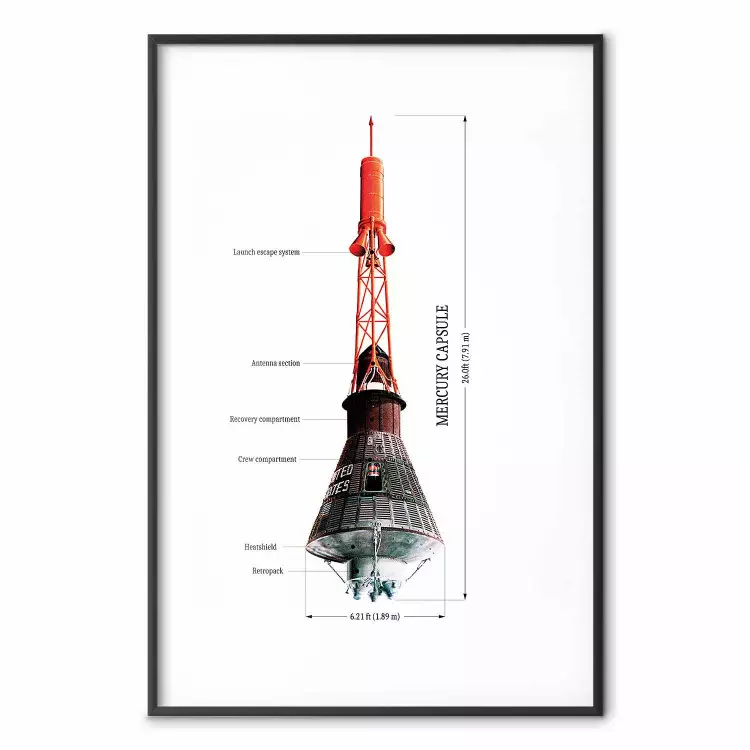 Cápsula Mercury - vista técnica del vehículo espacial a escala