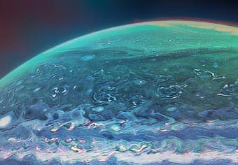 Poster Jupiter Planet - Close-up of Jupiter in Space and Its Auroras
