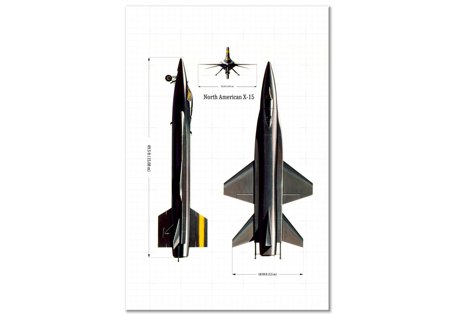 Cuadro moderno North American X-15 - Technical Projection with Dimensions