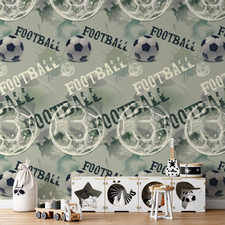 Papel pintado For a Sports Lover - Graphics and Inscriptions with a Football - Green