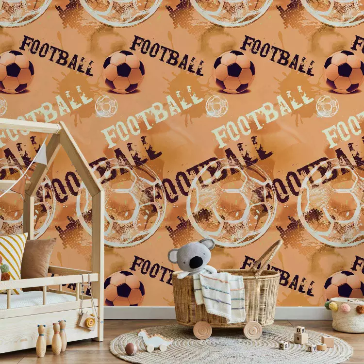 Papel de pared For a Sports Lover - Graphics and Inscriptions with a Football - Orange