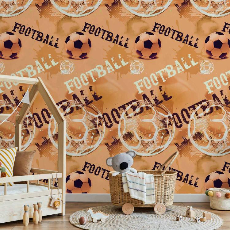 Papel pintado For a Sports Lover - Graphics and Inscriptions with a Football - Orange