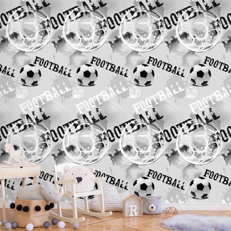 Papel pintado For a Sports Lover - Graphics and Inscriptions with a Football - Black and White