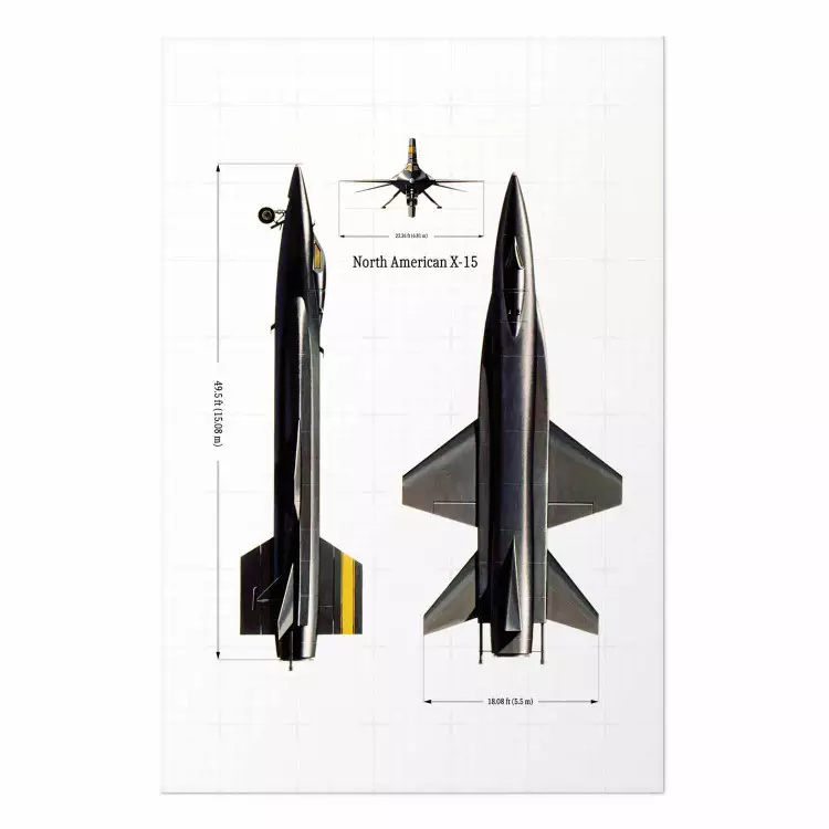 Póster North American X-15 - Rocket Plane in Projection with Dimensions