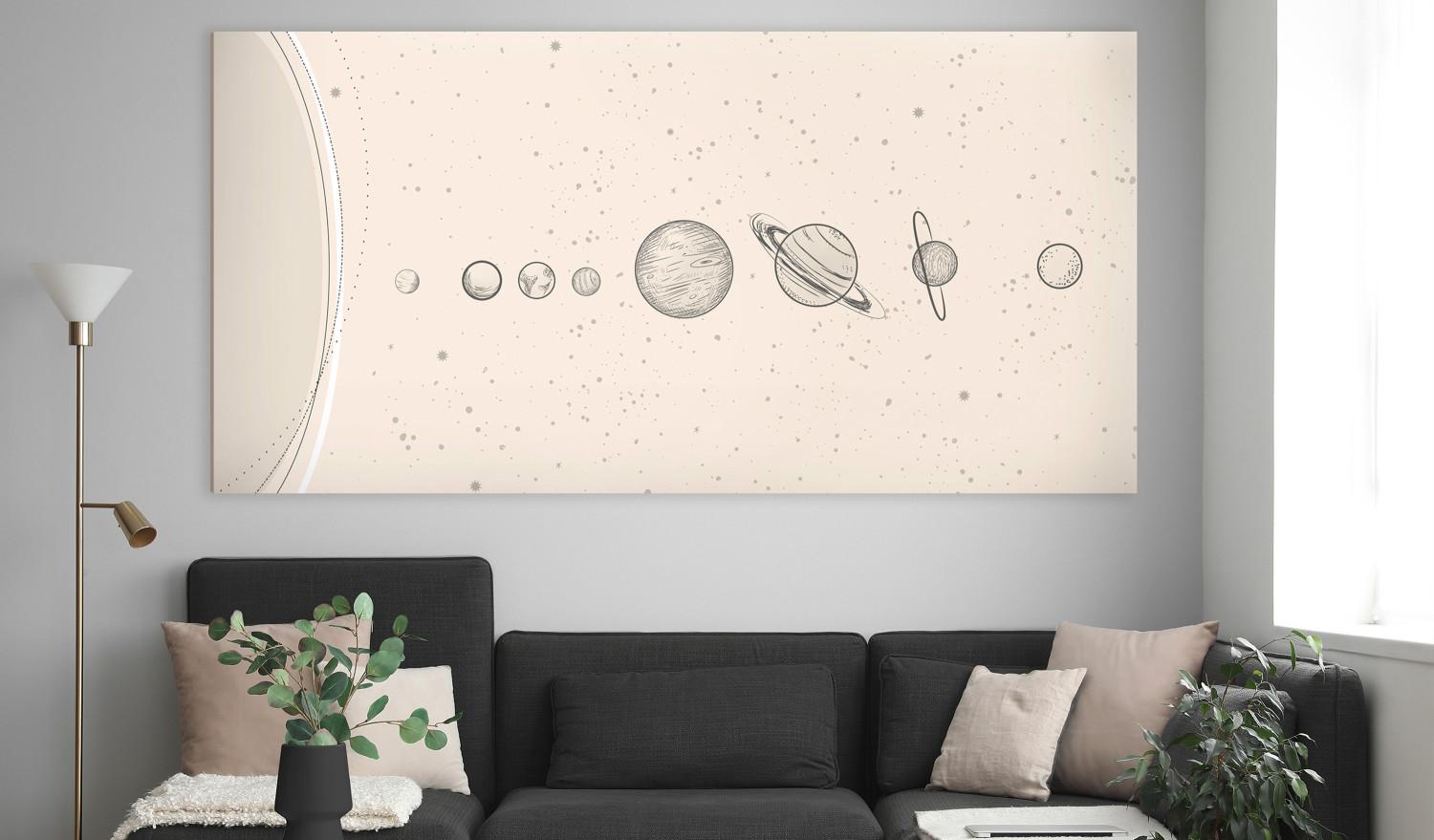 Cuadro XXL Solar System - Minimalistic Planets in Lineart Style