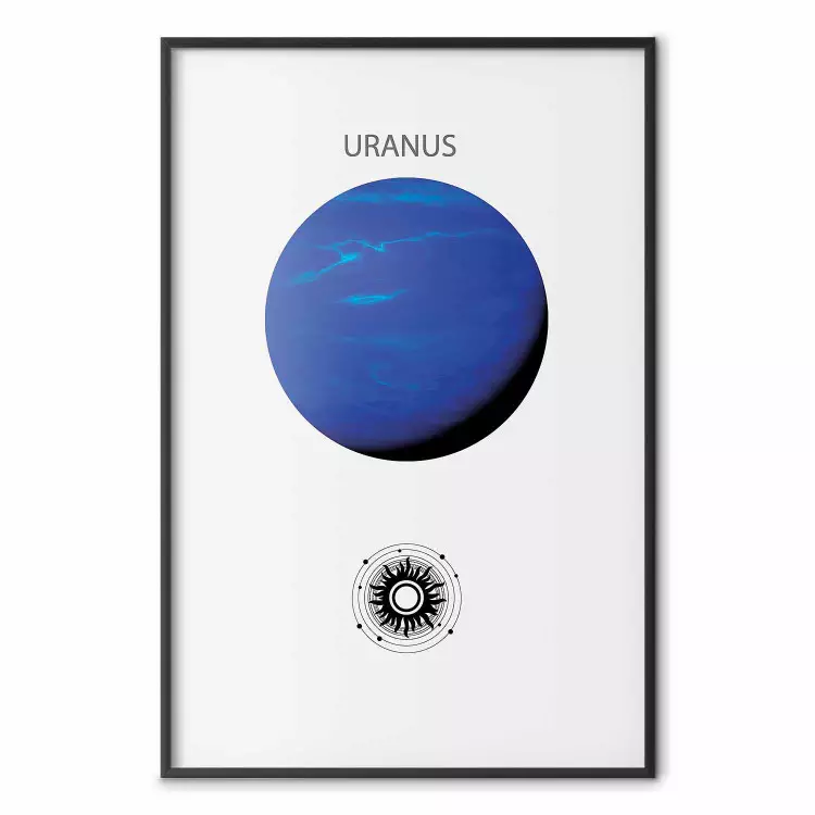 Urano II - el planeta azul del sistema solar sobre fondo gris
