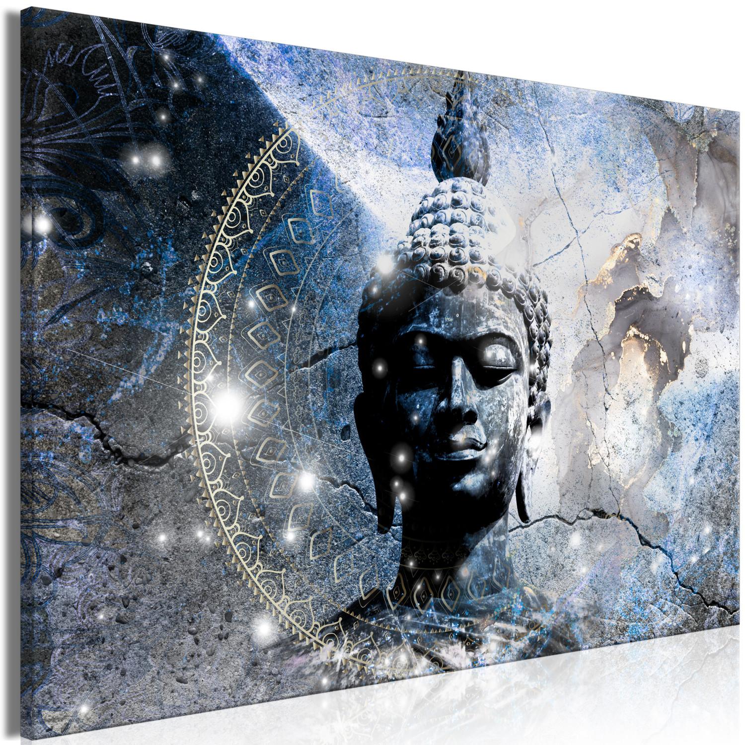 Cuadro Enlightened Buddha - Statue in a Blue Tone with a Mandala