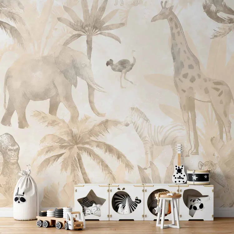 Safari tropical - animales de color beige