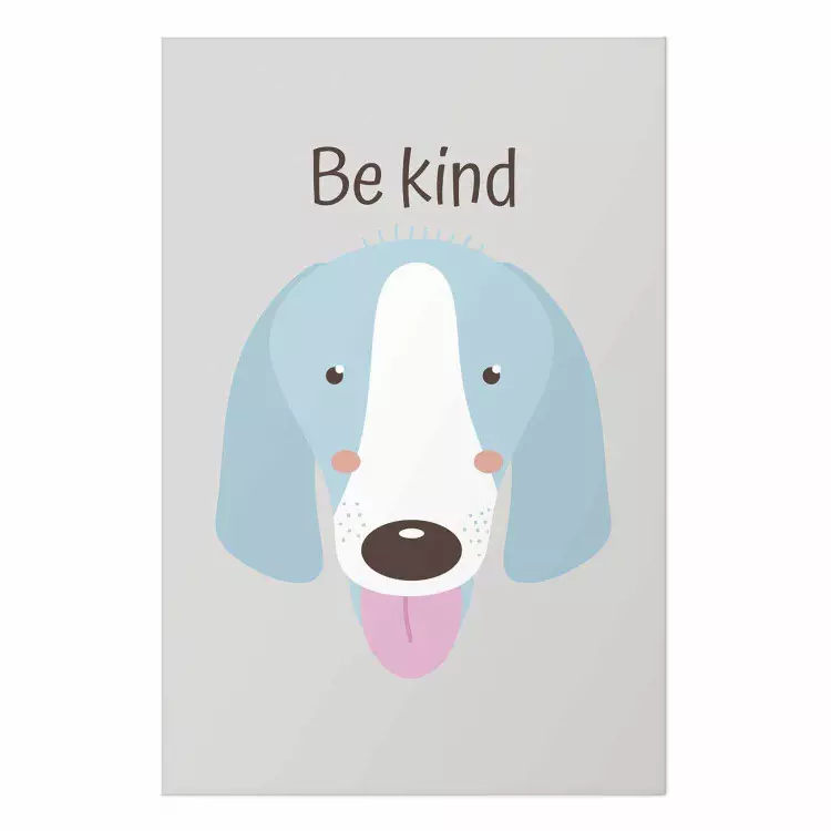 Cartel Be Kind - Blue Cheerful Dog and Motivational Slogan for Children