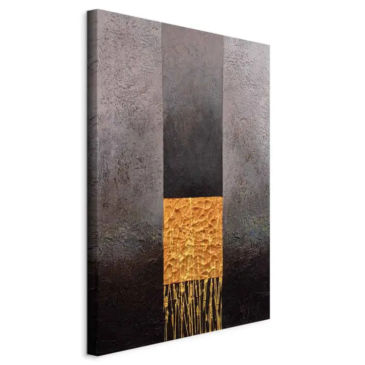 Abstracción pintada - composición geométrica sobre fondo metálico