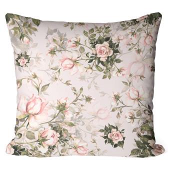 Cojín de microfibra In a rose garden - flower composition in shades of green and pink cushions