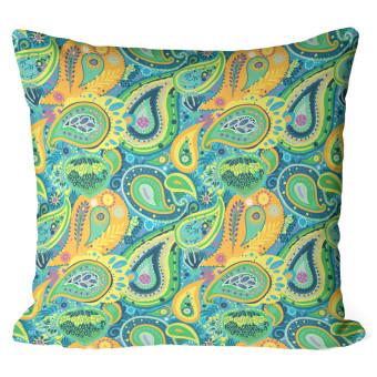 Cojín de microfibra Green and orange teardrops - composition with abstract motif cushions