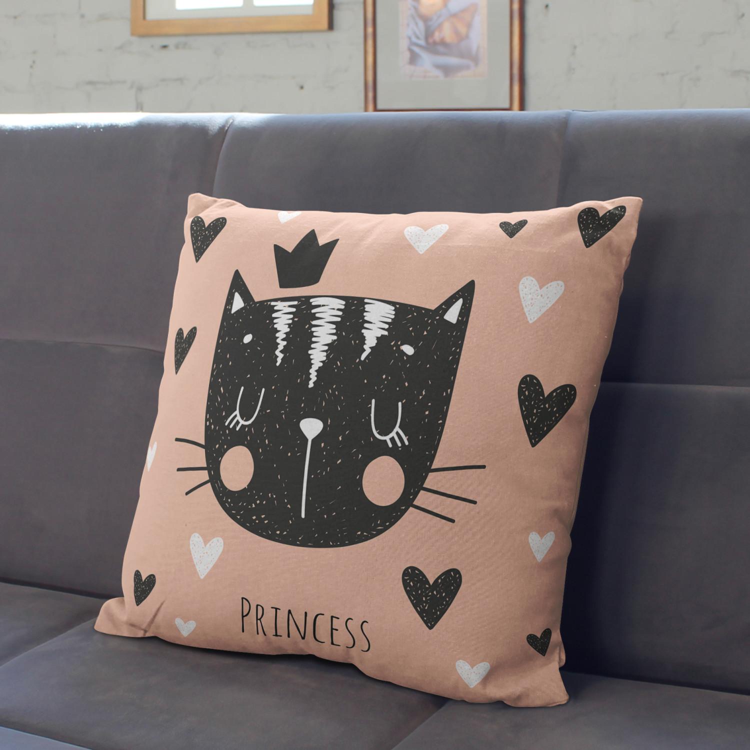 Cojín de microfibra Cat princess - animal, crown, hearts and English word Princess cushions