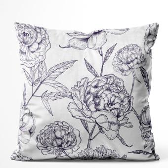 Cojin de velour The country garden - a cottagecore style print with peony flowers