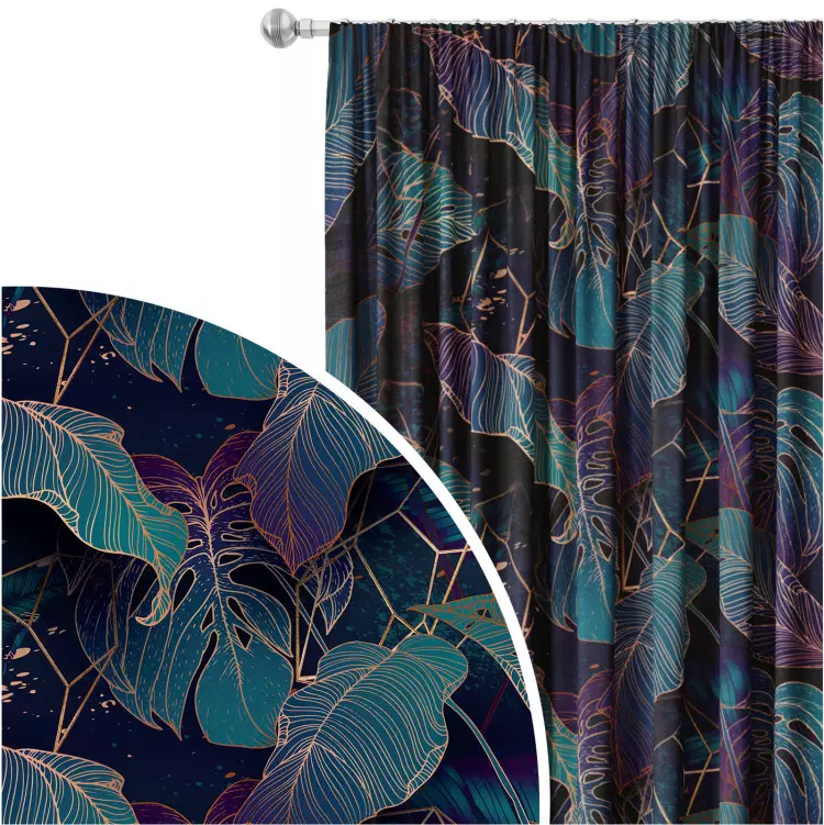 Aurora botánica - exótica y dorada de hojas de monstera