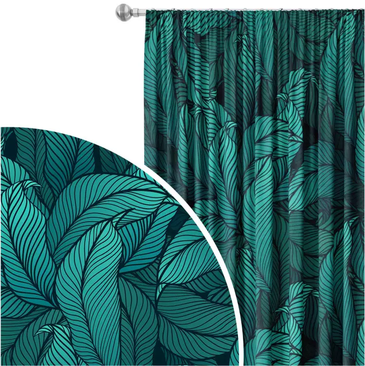 Madrigueras frondosas - floral gráfico en tonos verde mar