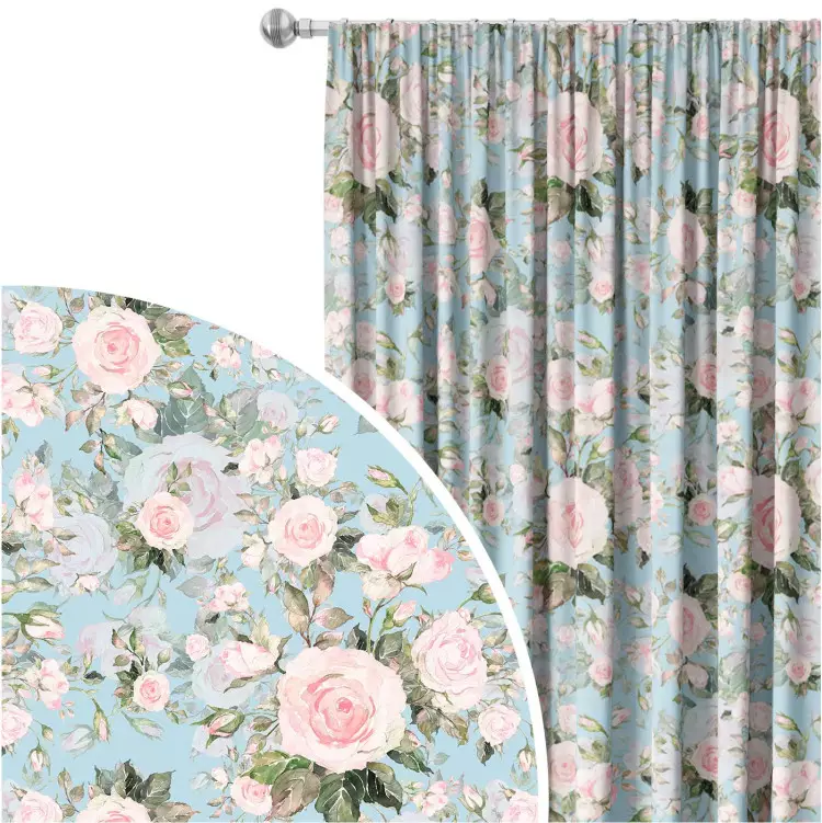 Pintura fugaz - rosas en estilo cottagecore sobre fondo azul