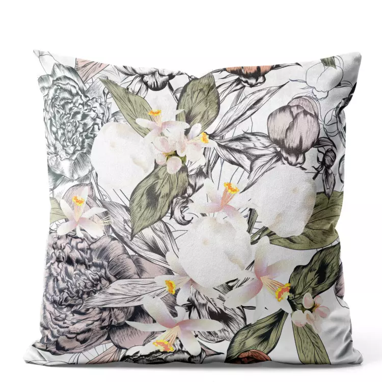 Impresión floral - motivo inspirado en la naturaleza verde y gris