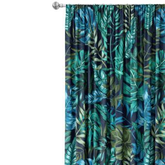 Cortina Monstera in blue glow - plant motif with exotic leaves