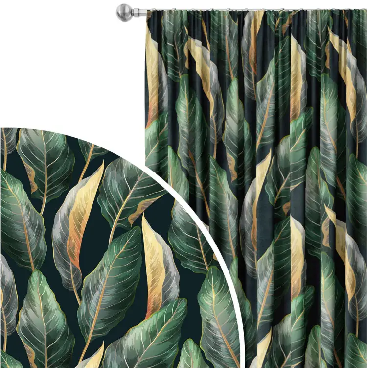 Exóticas hojas verde-doradas - motivo floral de moda