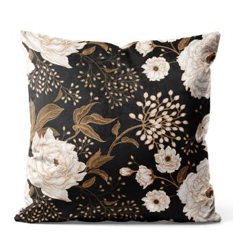 Cojin de velour Floral elegance - composition with floral motif on a dark background
