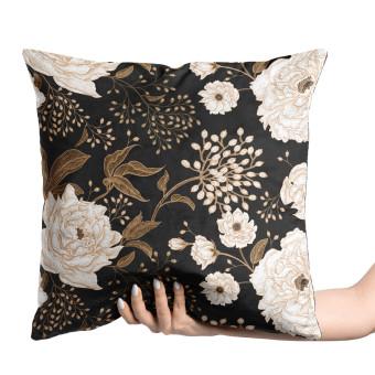 Cojin de velour Floral elegance - composition with floral motif on a dark background