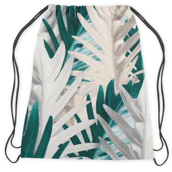 Mochila Philodendron xanadu - a white and turquoise pattern with exotic leaves