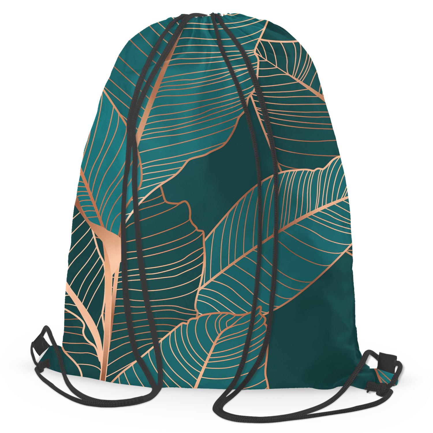 Mochila Noble ficus - a botanical glamour composition with gold pattern