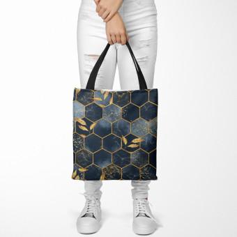 Bolsa de mujer Geometry and leaves - composition in shades of blue and gold