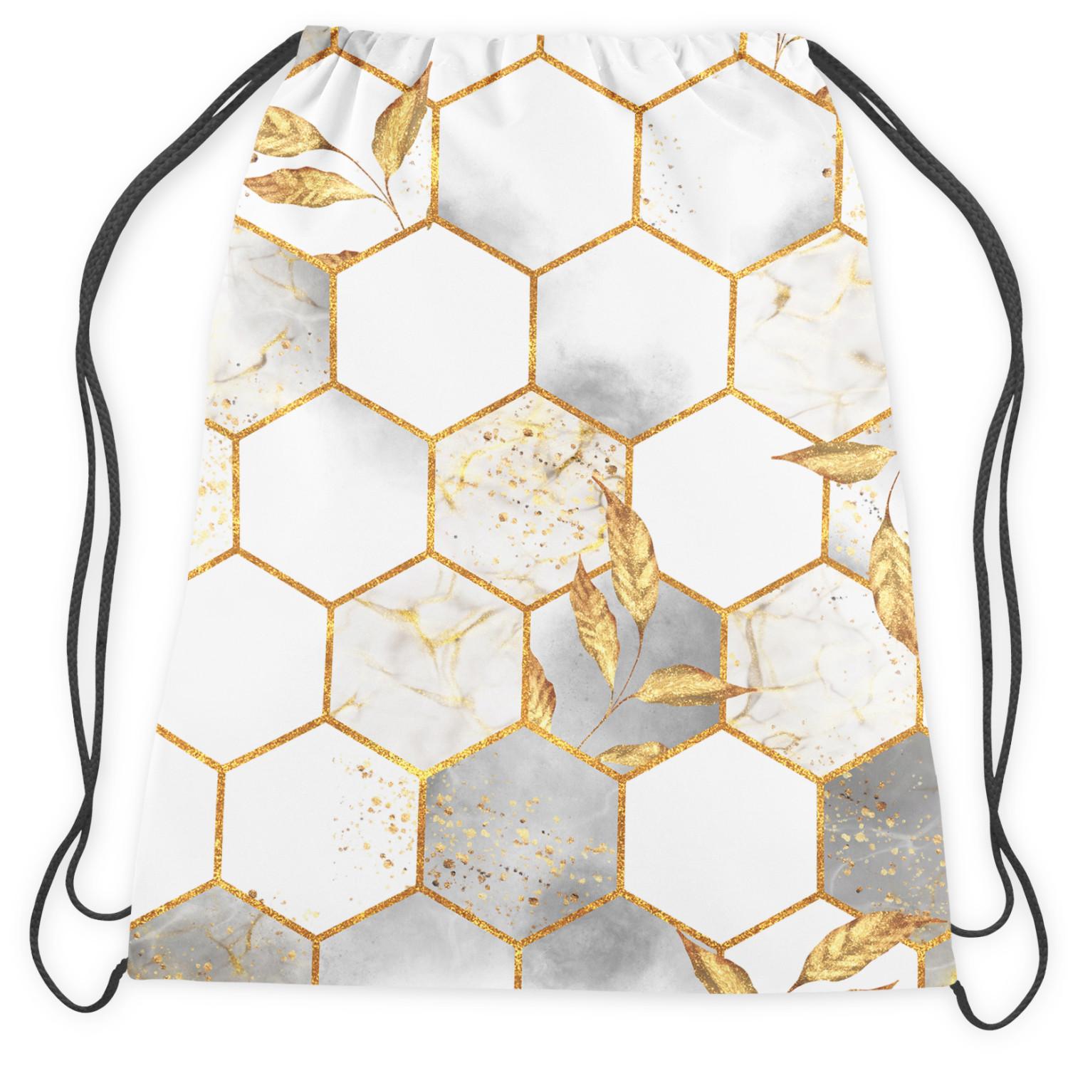 Mochila Hexagons and leaves - elegant composition with geometric figures