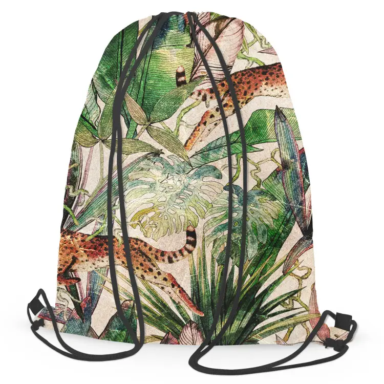 Savannah parchment - flora tropical y guepardos sobre fondo beige